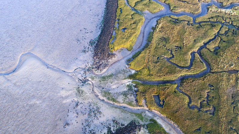 River flowing into a delta